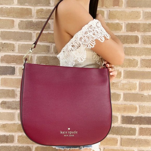 kate spade Handbags - Kate Spade Lexy Shoulder Bag Dark Purple Leather Large Hobo Blackberry